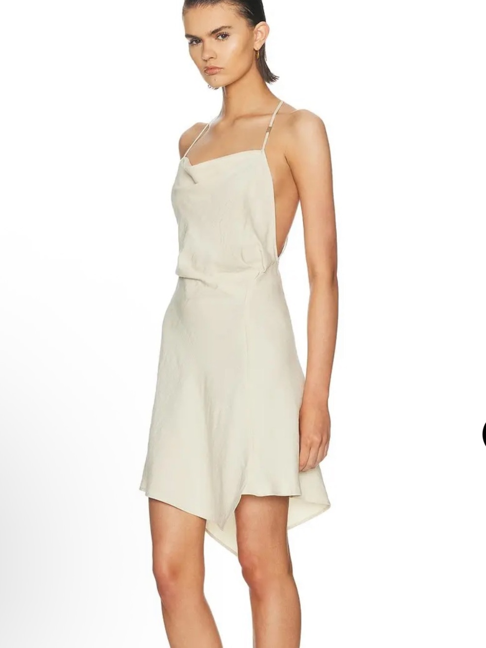 HELMUT LANG  Cream backless Slip Dress with Draped Neckline